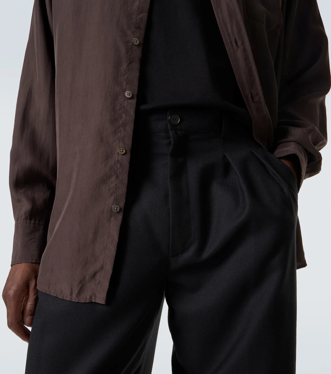 The Row - Corley virgin wool flannel wide-leg pants