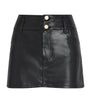 Alice+Olivia Black Faux Leather Laika Mini Skirt