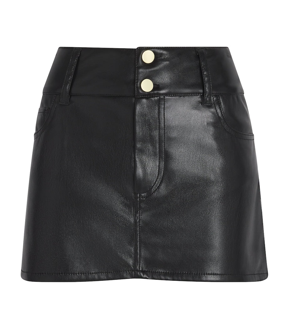 Alice+Olivia Black Faux Leather Laika Mini Skirt