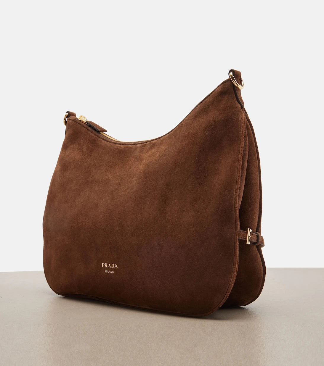 Prada - Prada Aimée Large suede shoulder bag