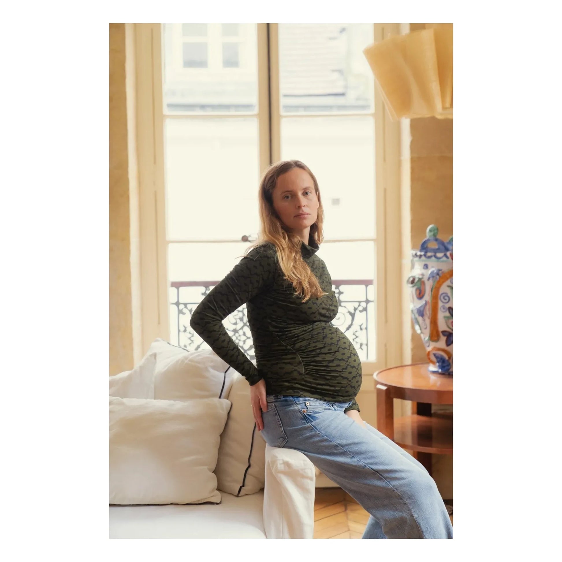 Paloma Collection - Mathilda Seventies Pregnancy Top | Khaki