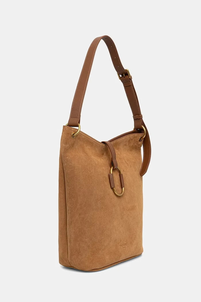 Twinset süet kadın hobo çanta