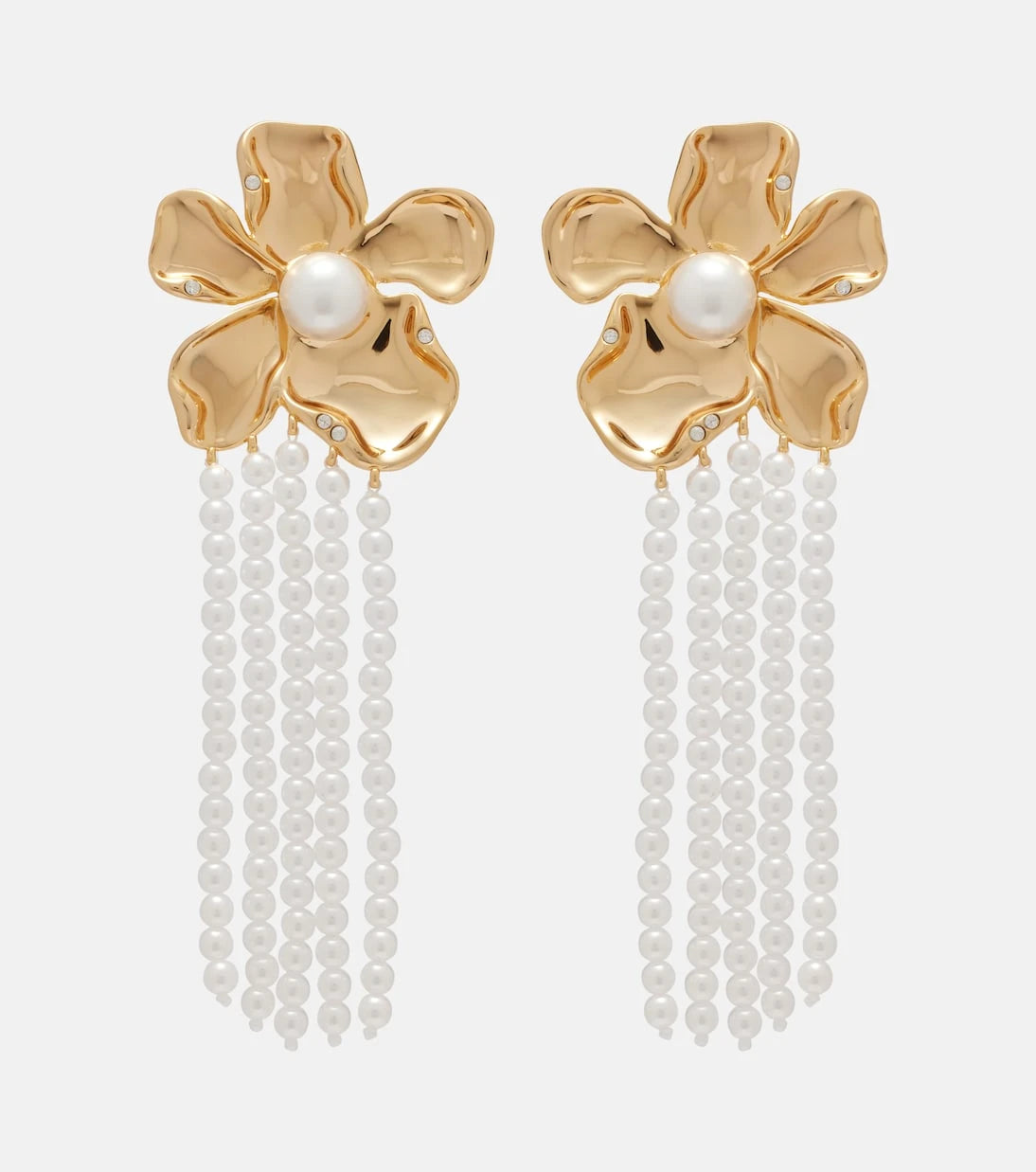 Self-Portrait - Embellished faux pearl drop earrings