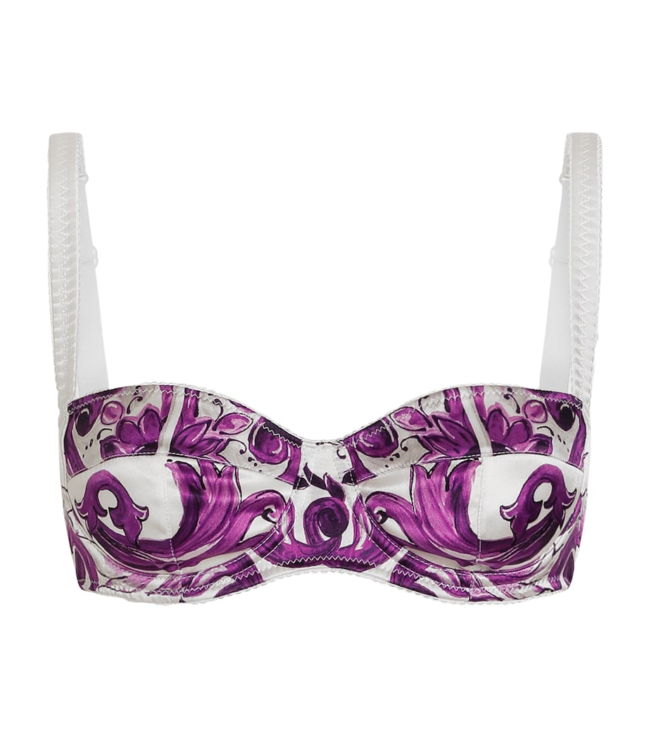 Dolce & Gabbana Multi Silk-Blend Majolica Print Bra Top