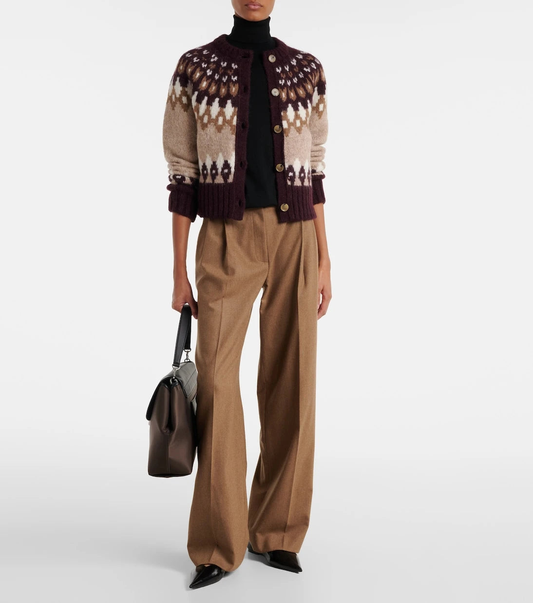 Veronica Beard - كارديجان Christina Fair Isle المصنوع من مزيج الألبكة