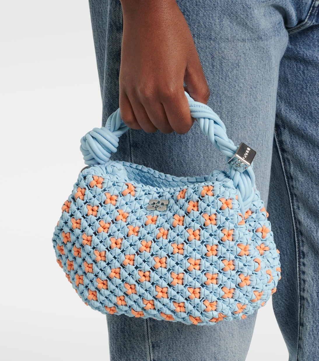 Ganni - Bou Mini woven top-handle bag