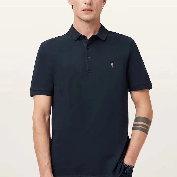 AllSaints тениска с яка мъжка памучна