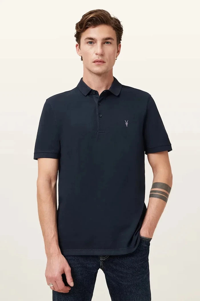 AllSaints тениска с яка мъжка памучна