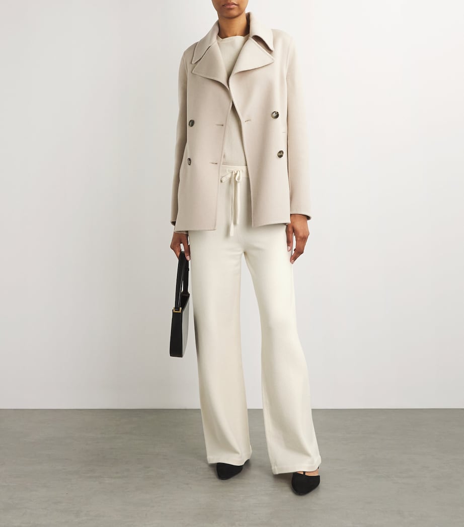 Yves Salomon Beige Wool Wide-Leg Trousers
