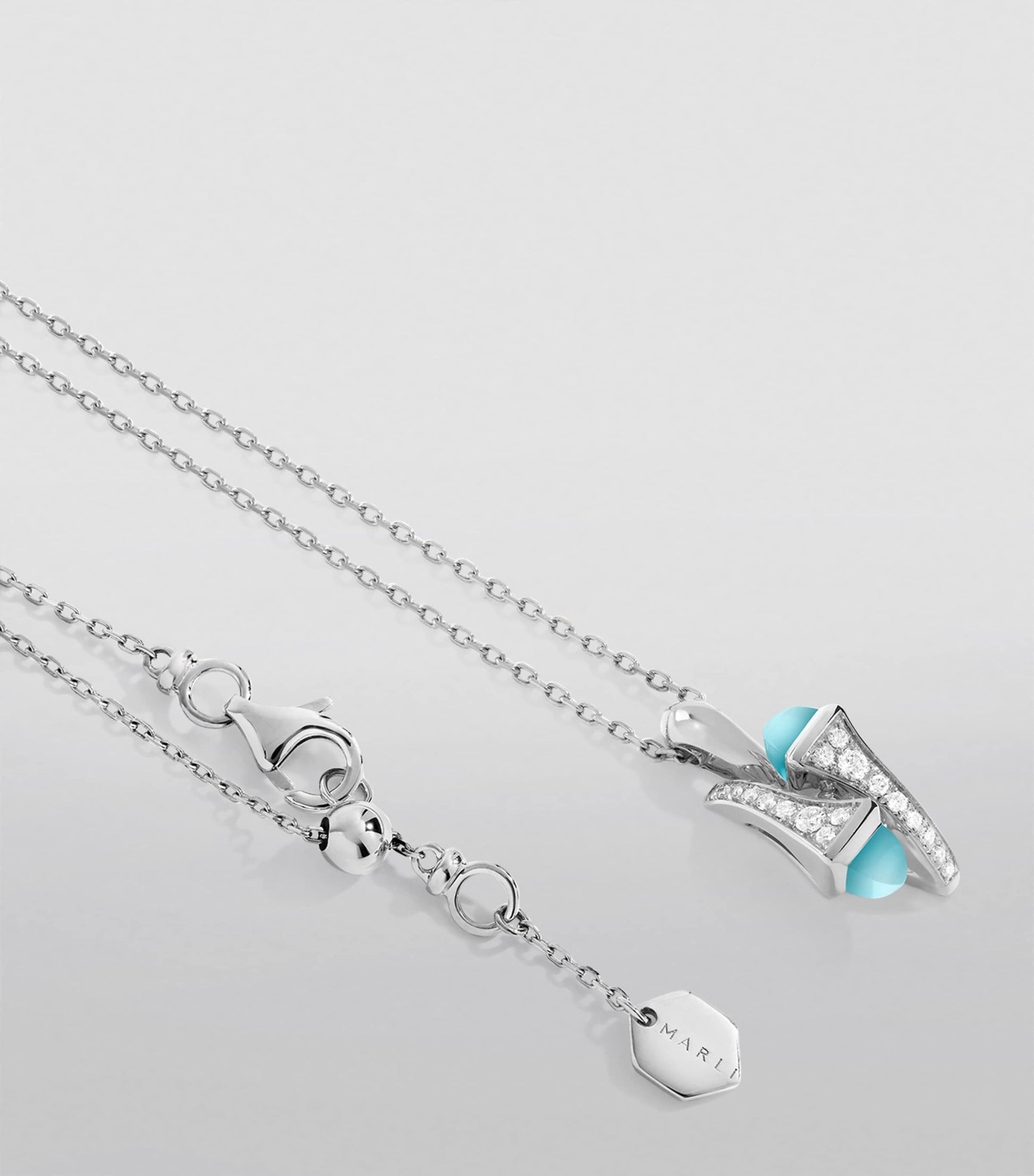 MARLI New York White Gold, Diamond and Blue Chalcedony Cleo Pendant Necklace