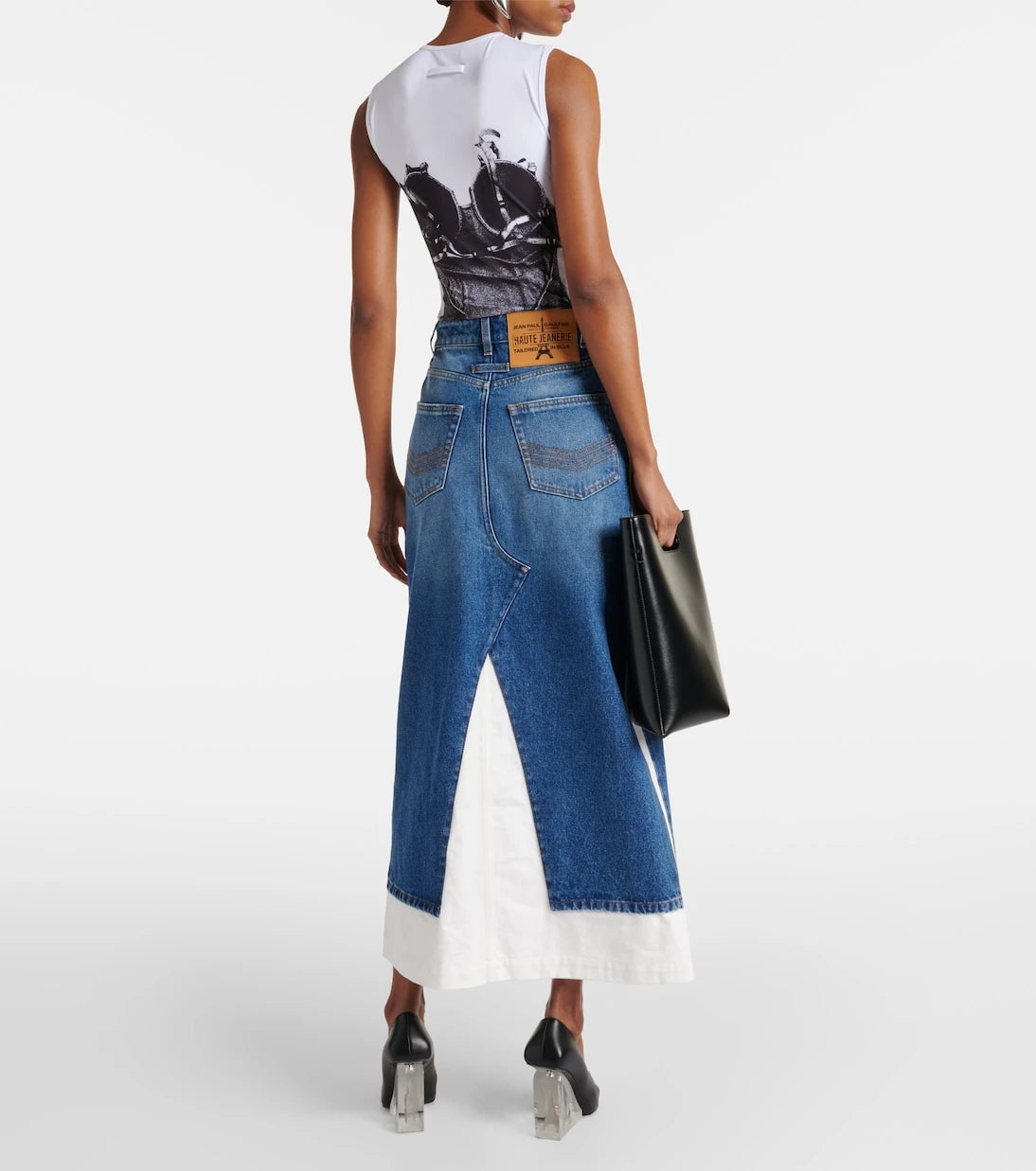Jean Paul Gaultier - Denim and cotton maxi skirt