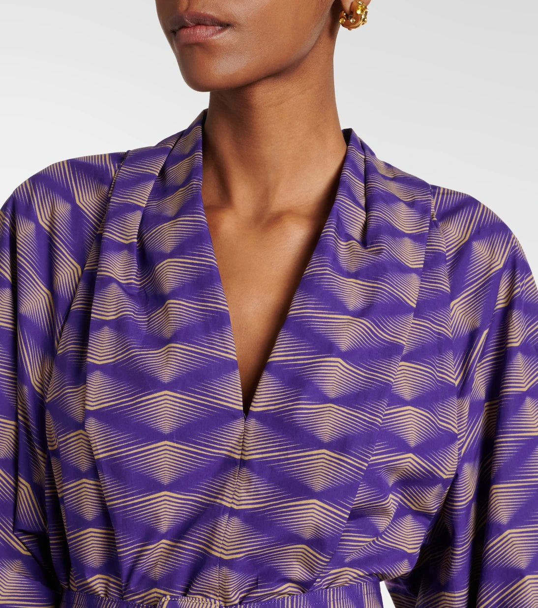 Dries Van Noten - فستان قصير من البوبلين القطني المطبوع