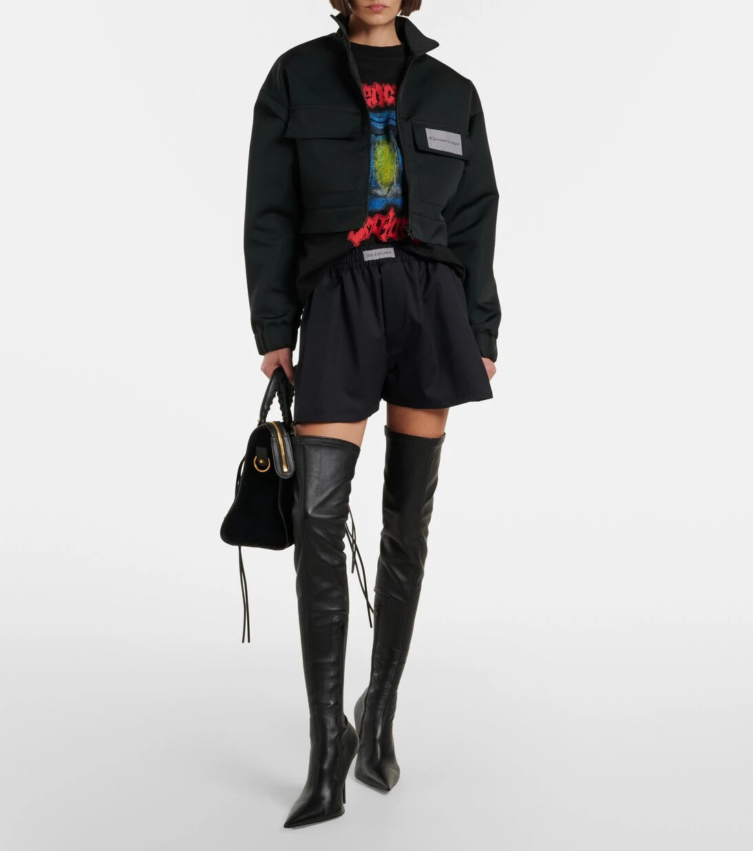 Balenciaga - Le City Medium leather-trimmed suede tote bag