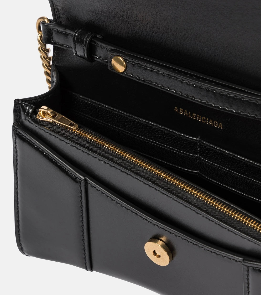 Balenciaga - Hourglass leather wallet on chain