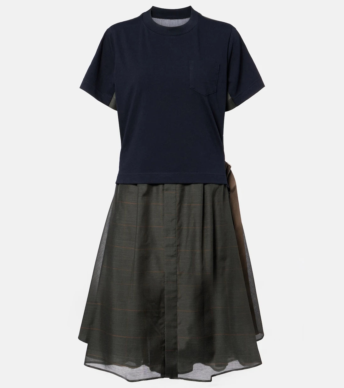 Sacai - فستان ميدي بتصميم قميص جيرسيه