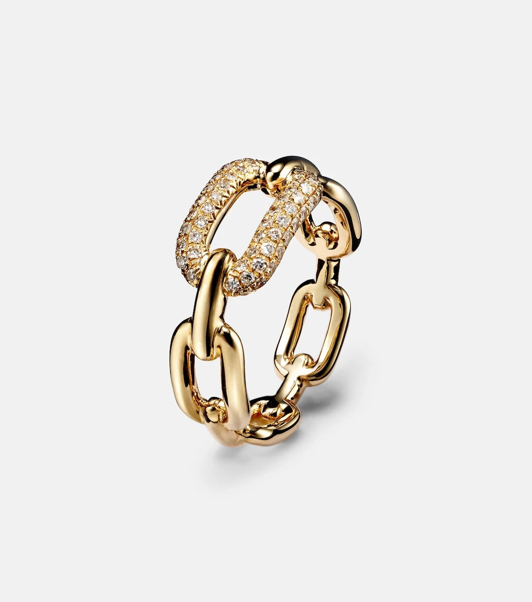 Shay Jewelry - Cable Link 18kt gold ring with diamonds