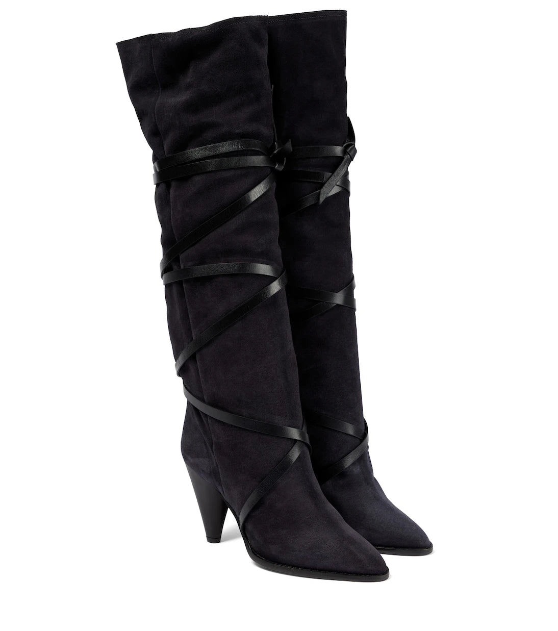 Isabel Marant - Lophie suede leather-trimmed knee-high boots