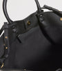 Midi Leather New York Tote Bag BLACK