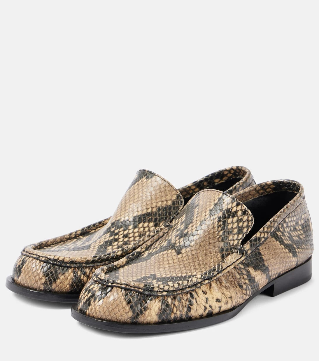 Dries Van Noten - Snake-effect leather loafers