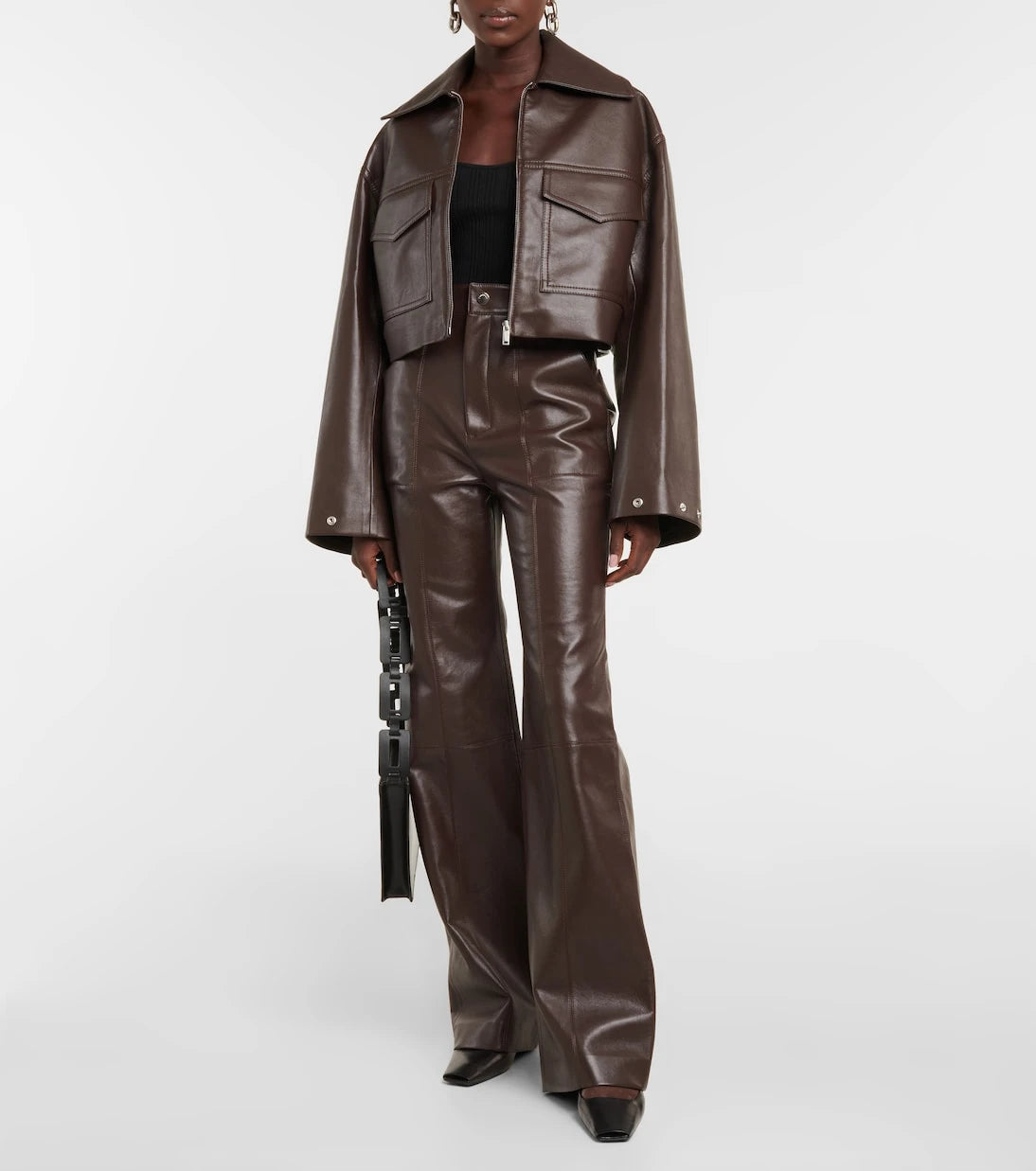Nanushka - Zelda straight leather-blend pants