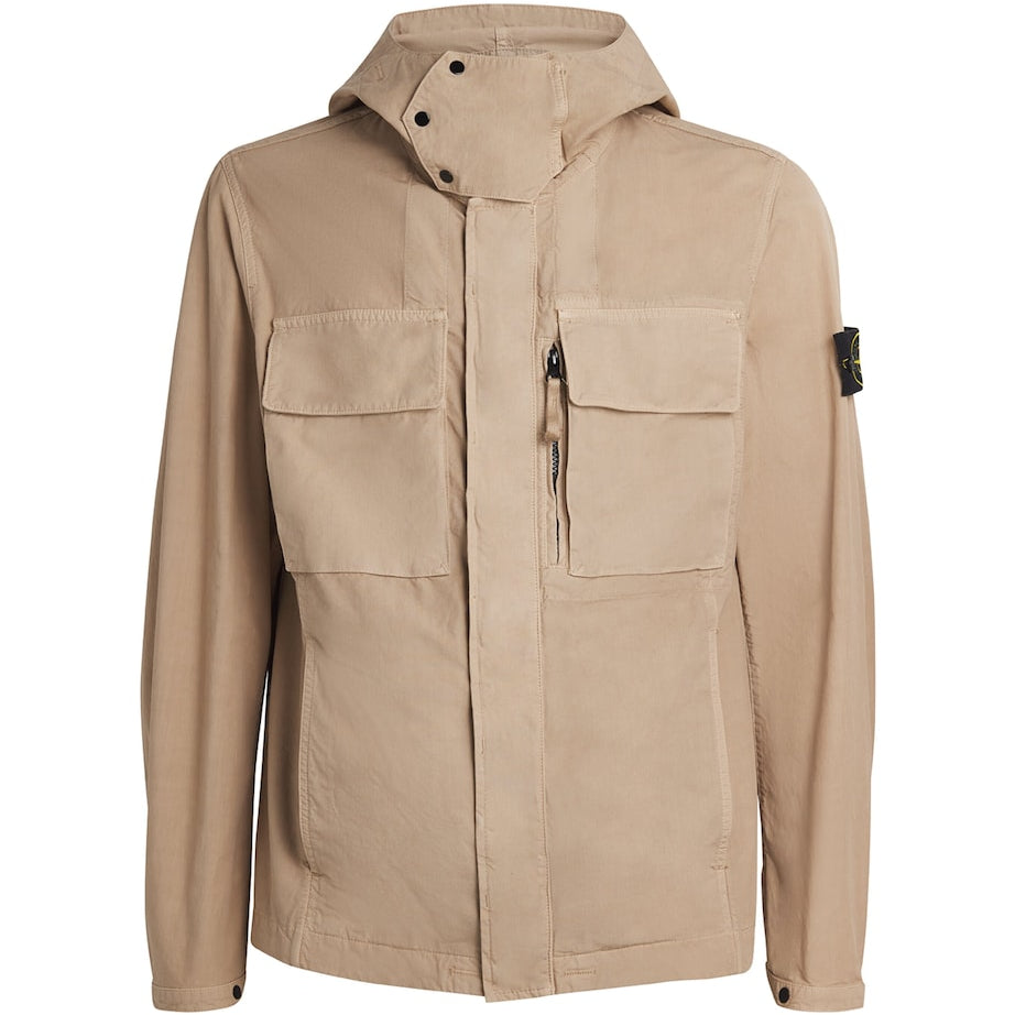 Stone Island Beige Organic Cotton Canvas Hooded Parka