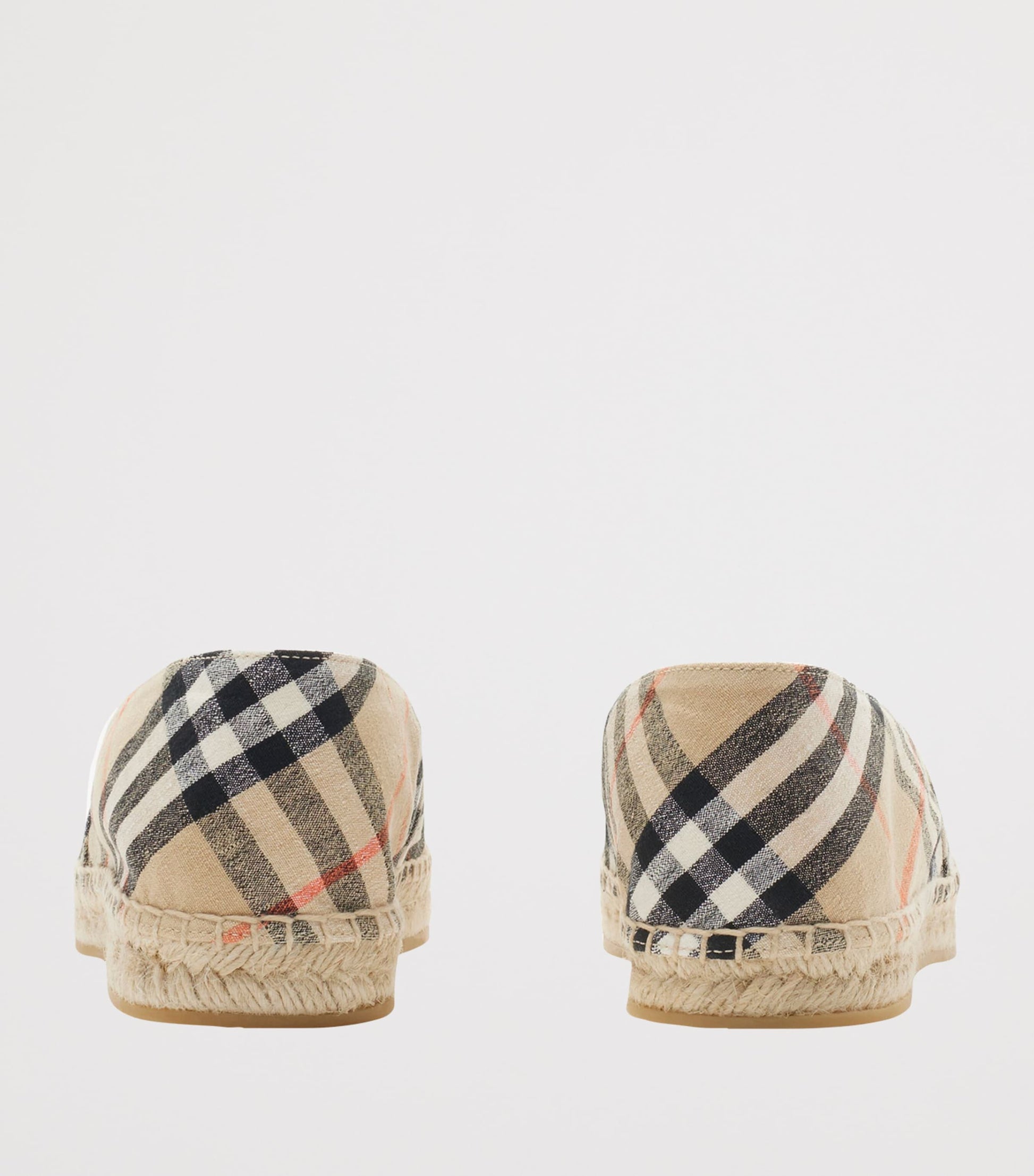 Beige Linen-Blend Check Espadrilles