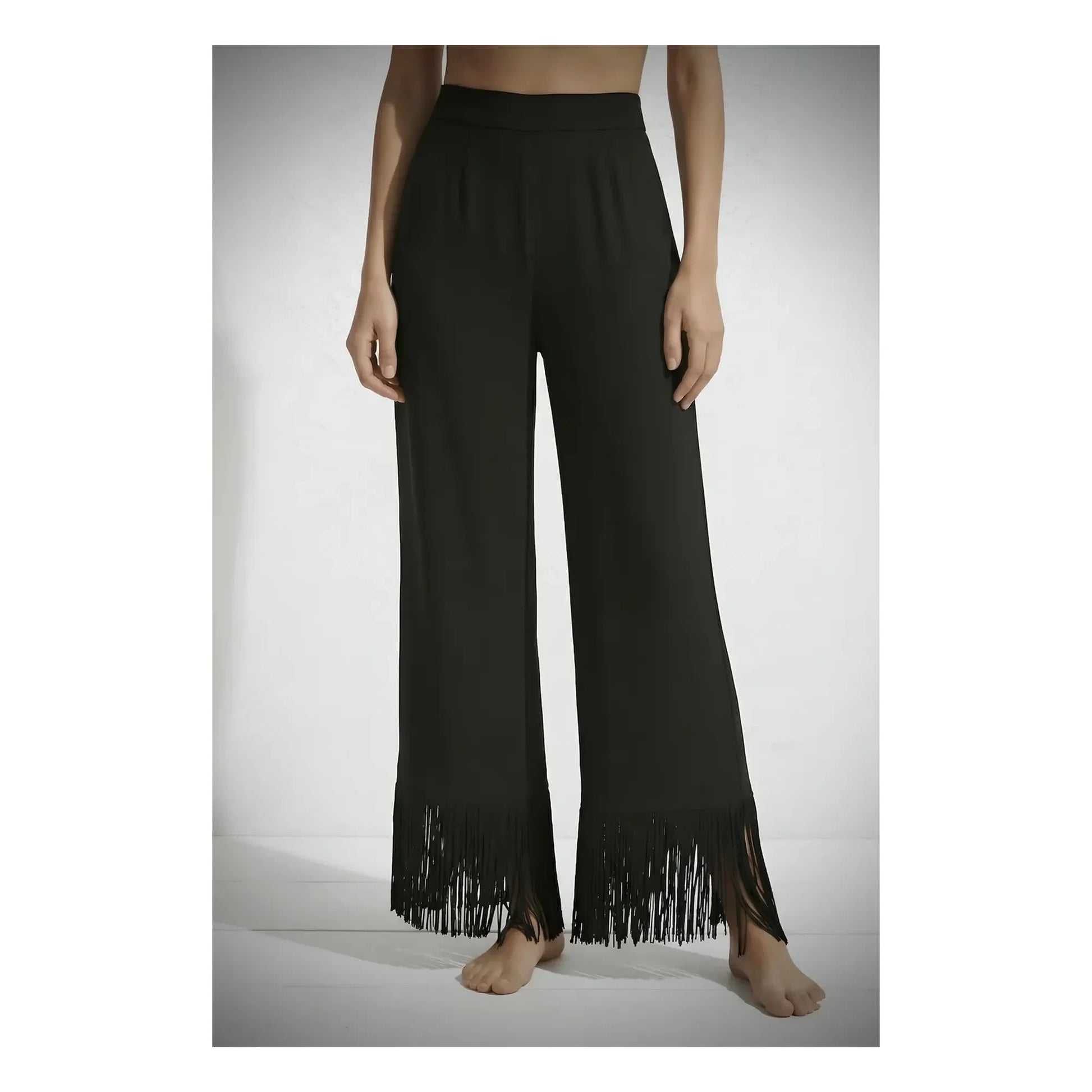 Vanessa Sposi - Linen Fringe Pants | Black