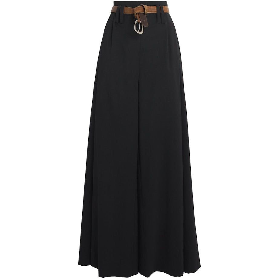 A.W.A.K.E. Mode Black Wool Full-Split Wide-Leg Trousers
