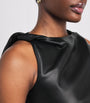 Adam Lippes Black Lambskin Hailee Midi Dress