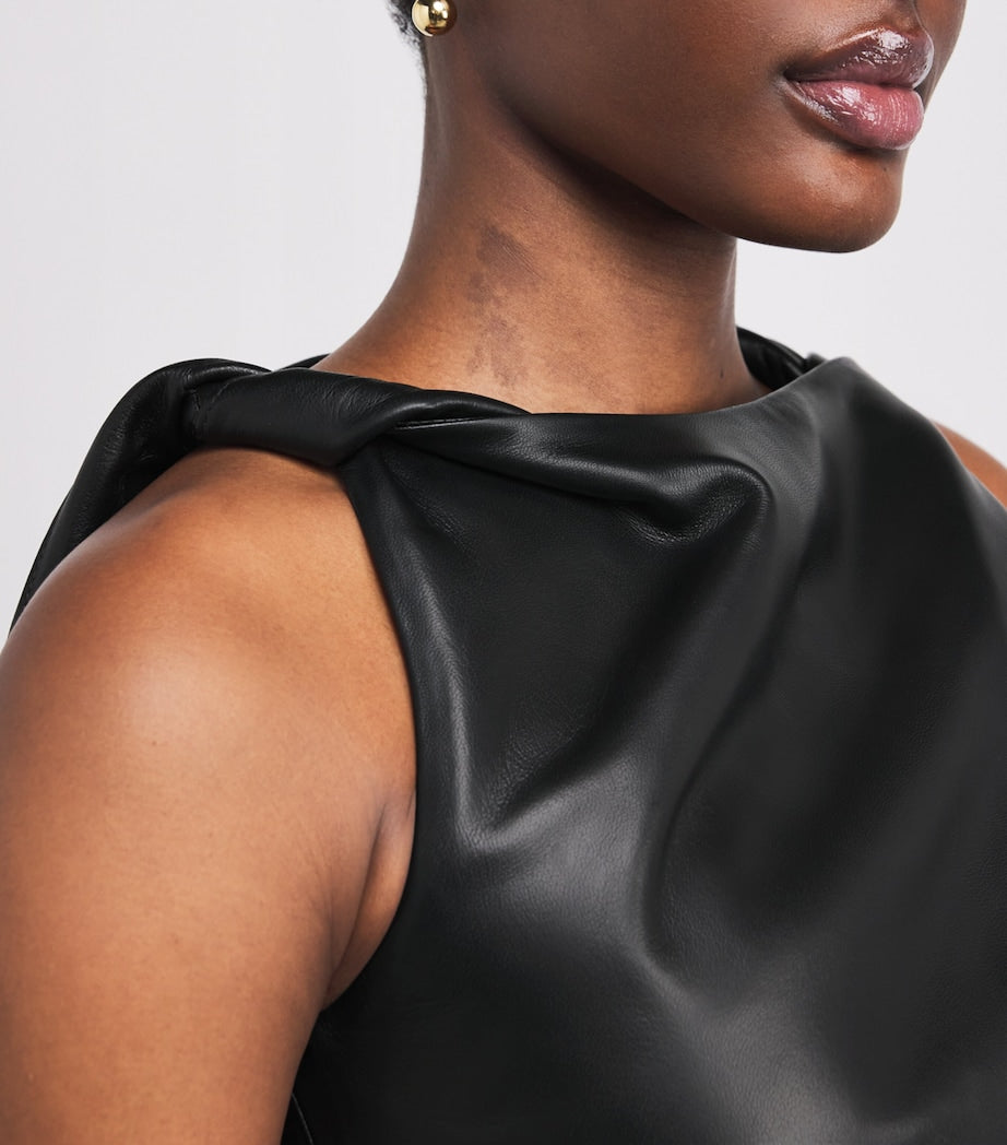 Adam Lippes Black Lambskin Hailee Midi Dress