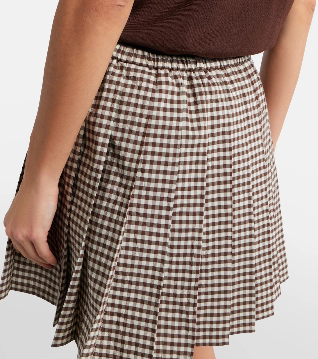 Moncler - Pleated gingham cotton-blend miniskirt