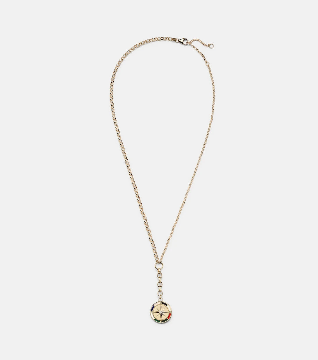 FoundRae - Internal Compass 18kt gold necklace with diamond and enamel