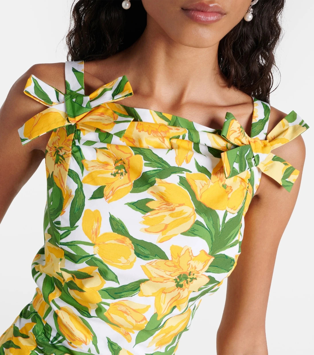 Carolina Herrera - Floral ruched poplin midi dress