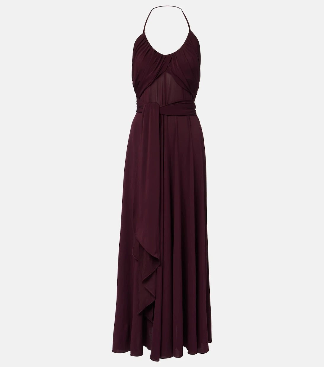 Alaïa - فستان ماكسي جيرسي بياقة رسن منسدلة