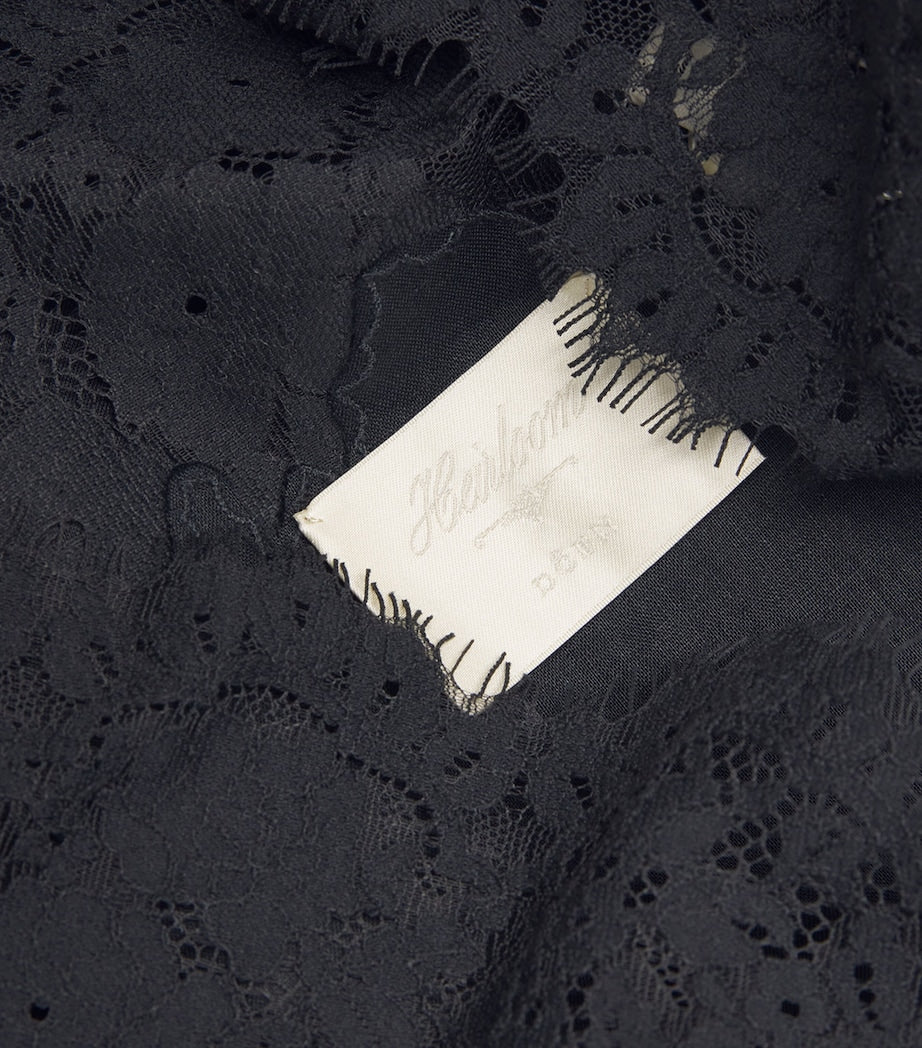 Black Ramie Lace-Trim Idella Blouse