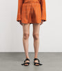 Orange Silk Embroidered Monogram Shorts