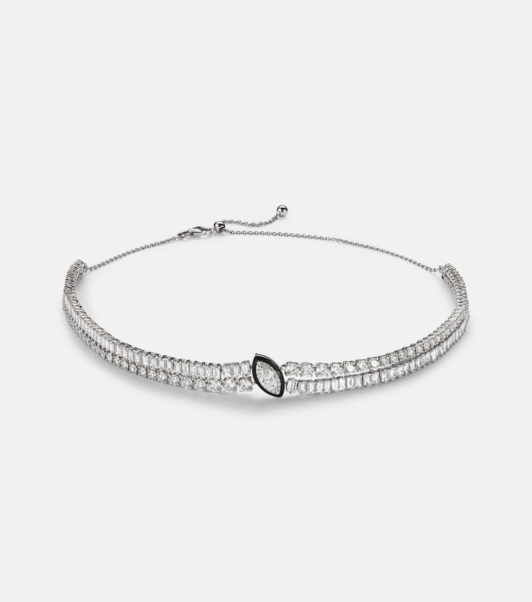 Kamyen - 18kt white gold and enamel choker with diamonds