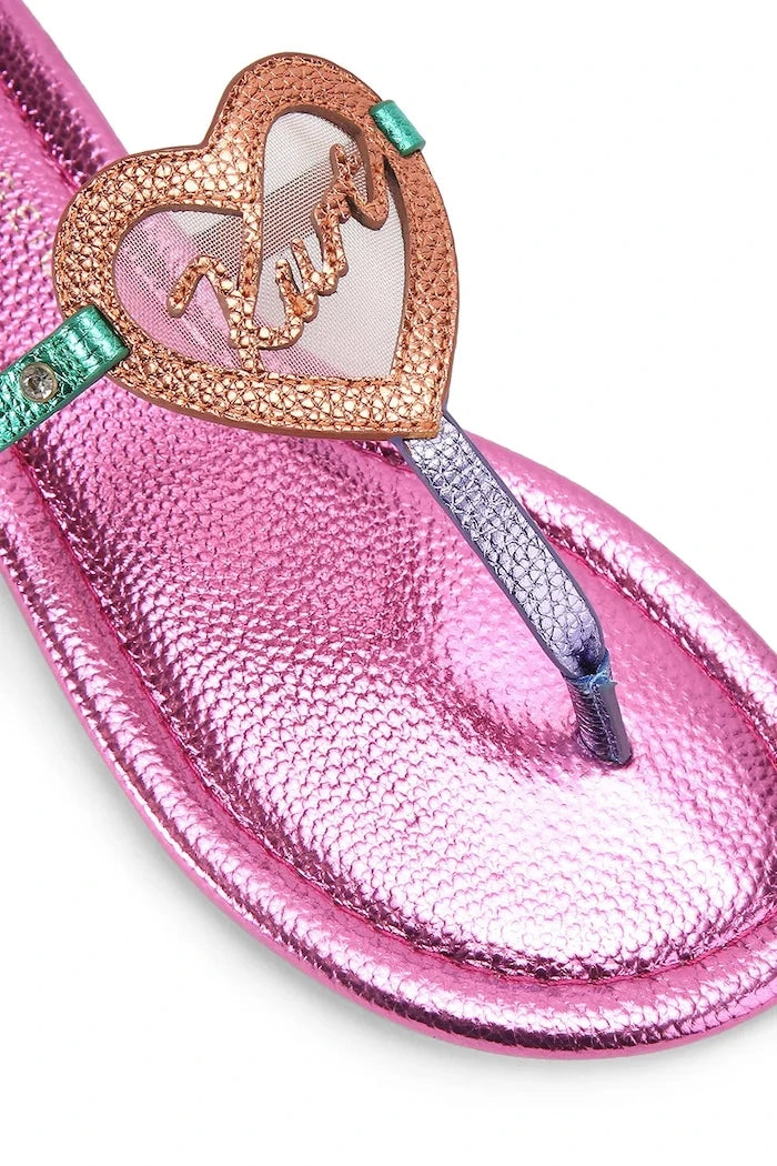 Kurt Geiger London kadın deri Kurt Heart T Bar Flat terlik