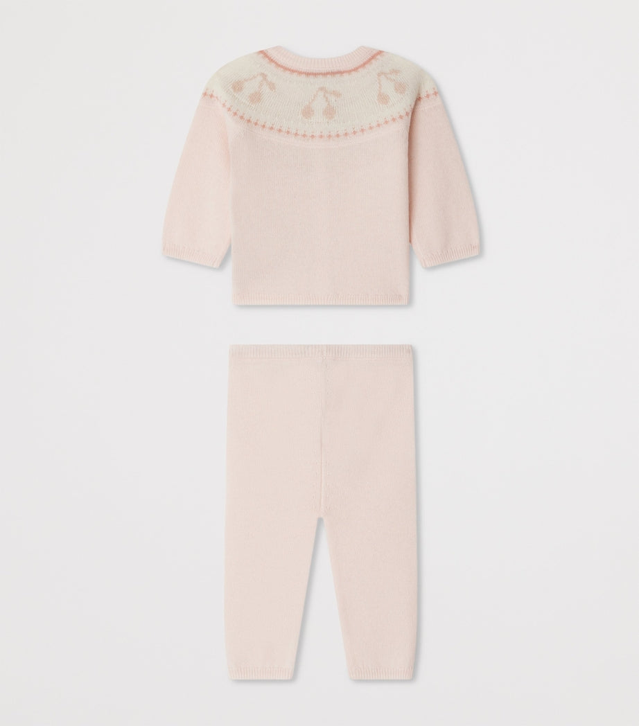 Wool-Cashmere Jacquard Cardigan and Trousers Set (1-18 Months)