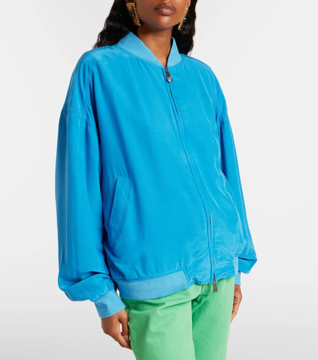 Versace - Oversized silk poplin blouson jacket