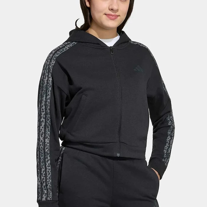adidas суичър с цип и качулка за деца с памук