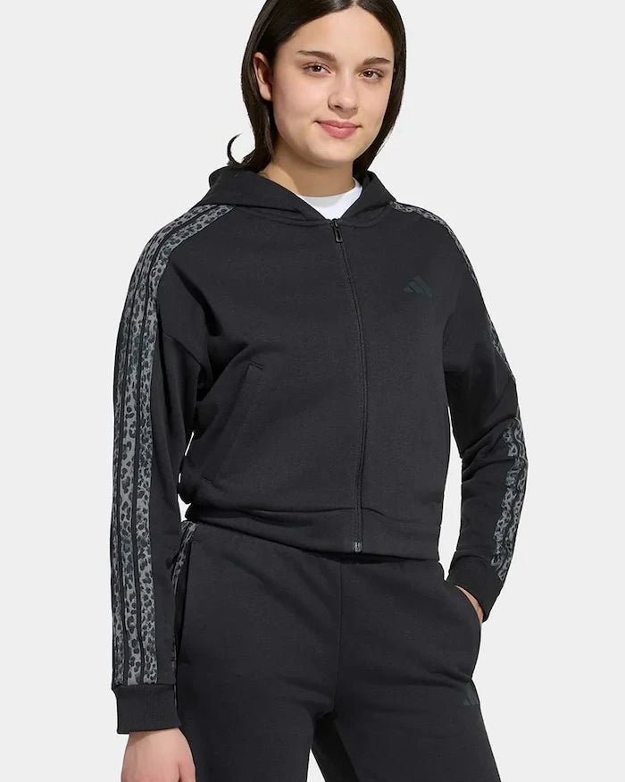 adidas çocuklar için pamuklu fermuarlı kapüşonlu sweatshirt