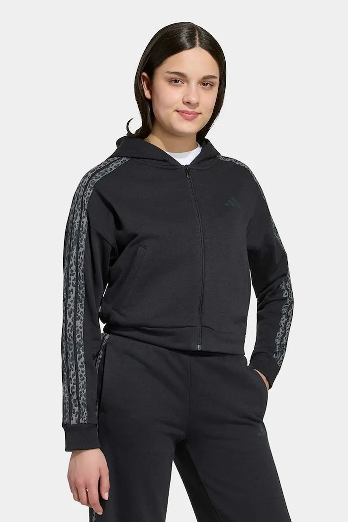 adidas суичър с цип и качулка за деца с памук
