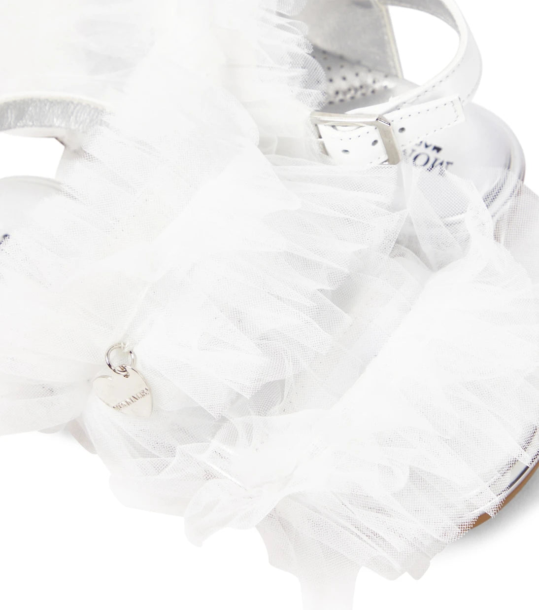 Monnalisa - Appliqué tulle and leather sandals