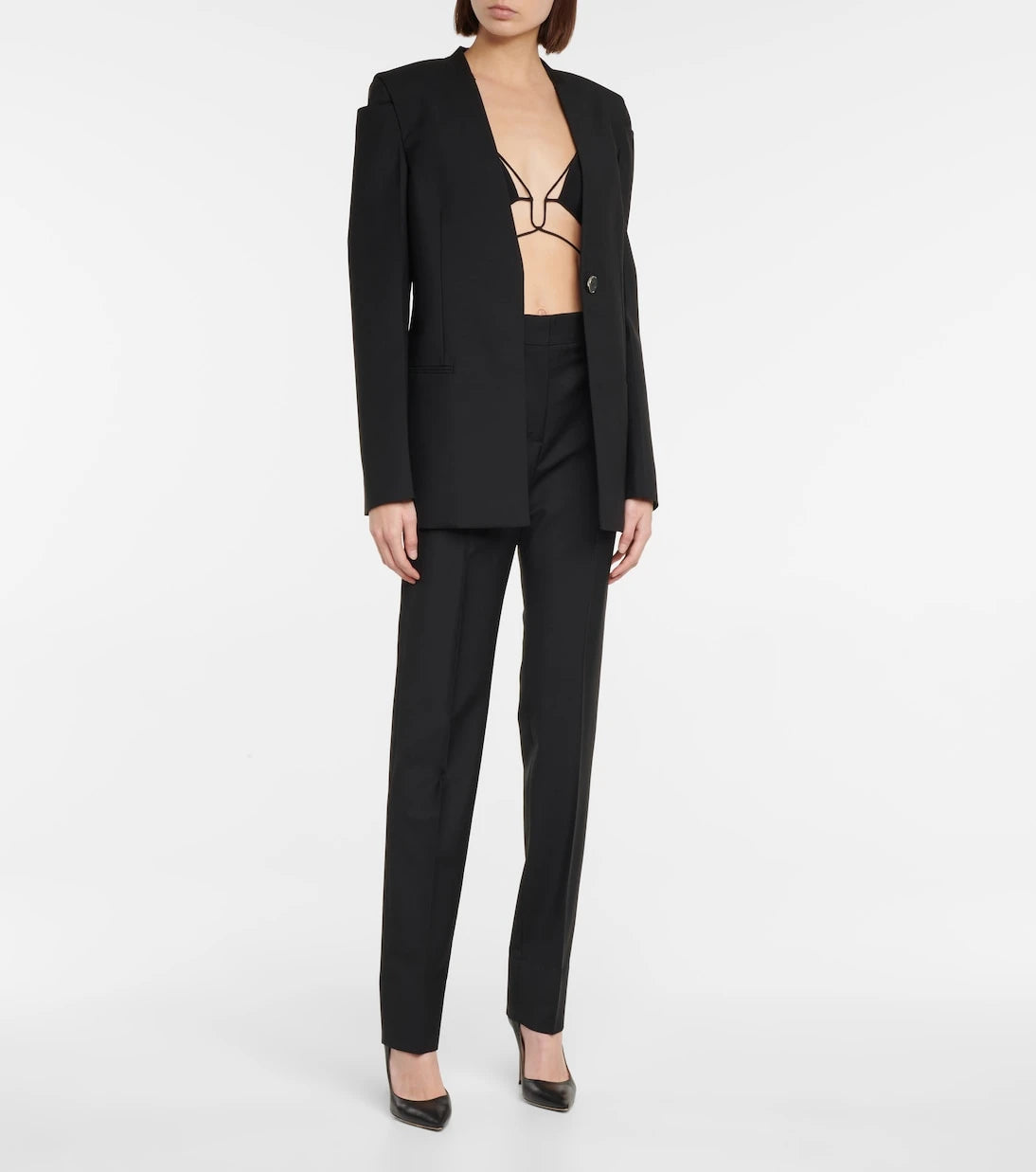 Nensi Dojaka - Tie-trimmed gabardine bra