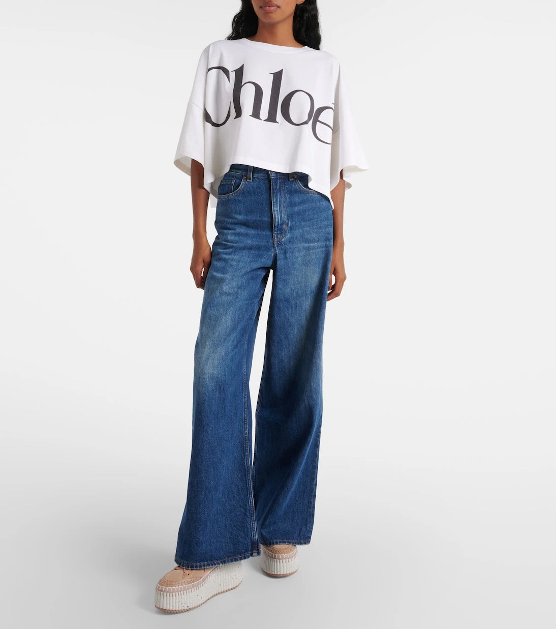 Chloé - Nama 80 suede and leather wedge sneakers