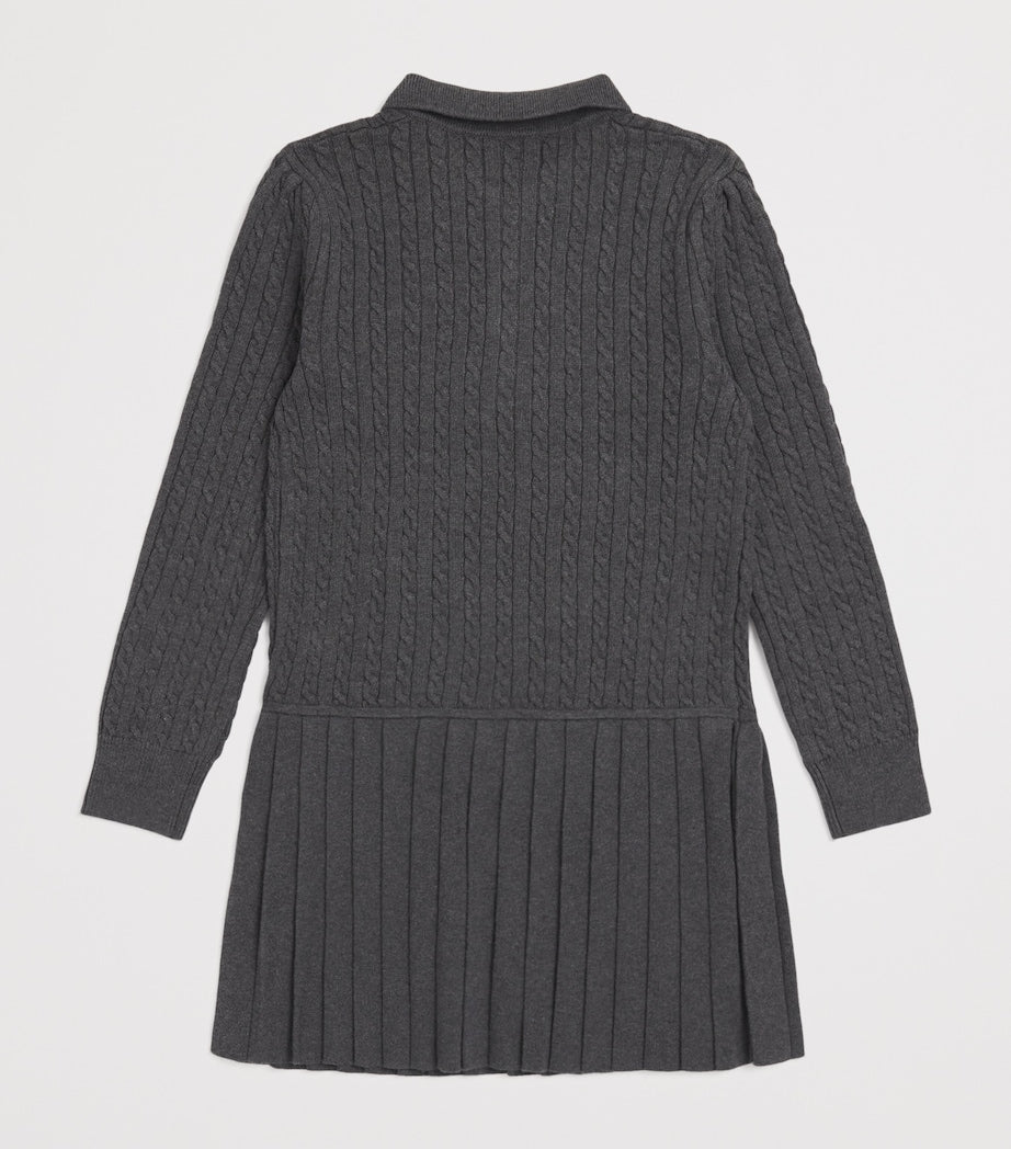 Ralph Lauren Kids Grey Cable Knit Polo Dress (7-14 Years)