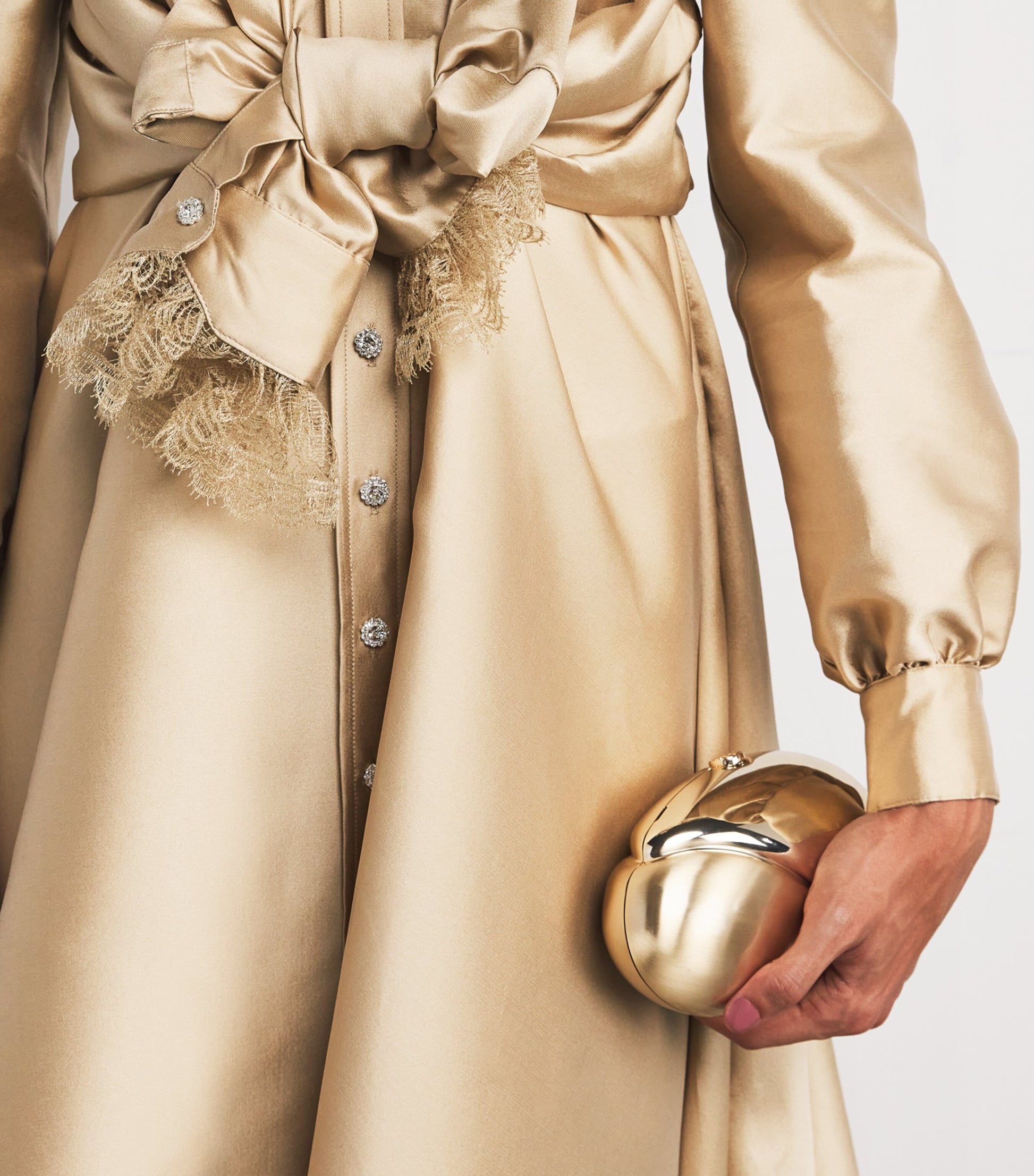 Alexis Mabille Gold Lace-Trim Kurkova Gown