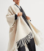 Brunello Cucinelli White Wool-Cashmere Reversible Poncho