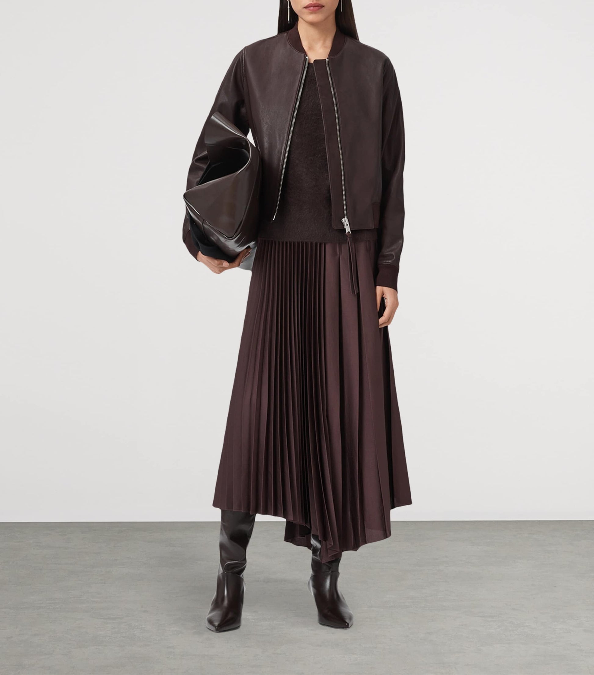 Leather Orten Bomber Jacket OXBLOOD RED